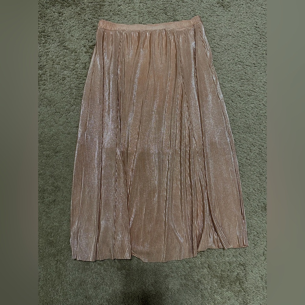 NY Collection Metallic Rose Gold Maxi Skirt C-28